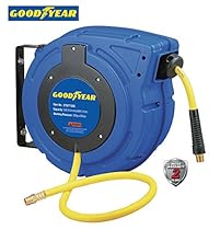 Goodyear 27527153G Enclosed Retractable Air Compressor/Water Hose Reel with 3/8 in. x 50 ft. Hybrid Polymer Hose, Max. 300PSI