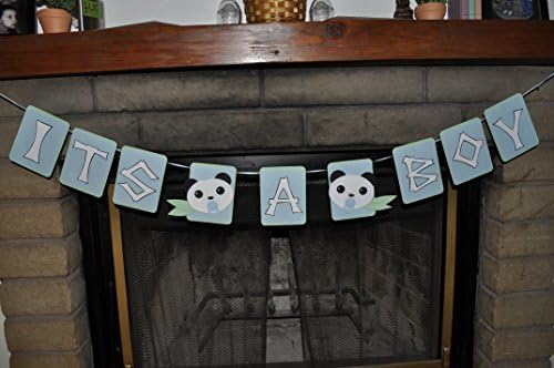 Panda Baby Shower Banner 3D for Boys