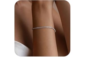 TDBSOQI Tennis Bracelets for Women Dainty 14K Gold Plated Cubic Zirconia Classic Round Oval Baguette Tennis Bracelet Stack Jewelry Gift Size 6.5"+1"