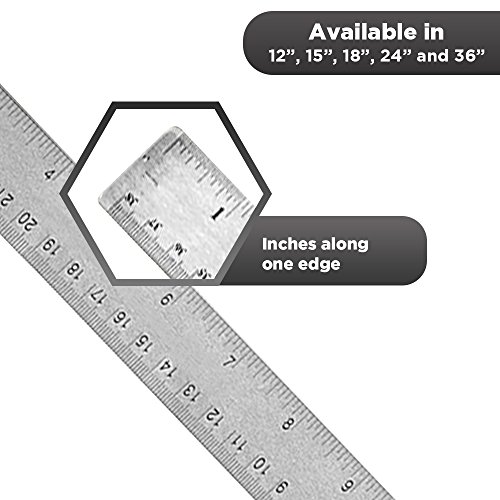 Stainless Steel Metal Ruler 2 Pack – Set of 2 Flexible 15 Inch Office Rulers with Non Slip Cork Back Providing Optimal Precision (2 Pack)