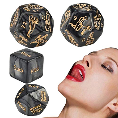 Funny Romantic Role Playing Dice Game Set of 4, for Honeymoon bacherette Party,Him and Her, Bridal Shower, Groom Roast,Newlyweds, Wedding, Anniversary, Marriage