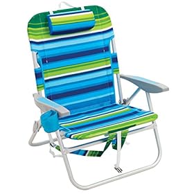 RIO beach Big Boy Folding 13 Inch High Seat Backpack Beach or Camping Chair, Green/Blue Stripe 51KNszr%2BXXL