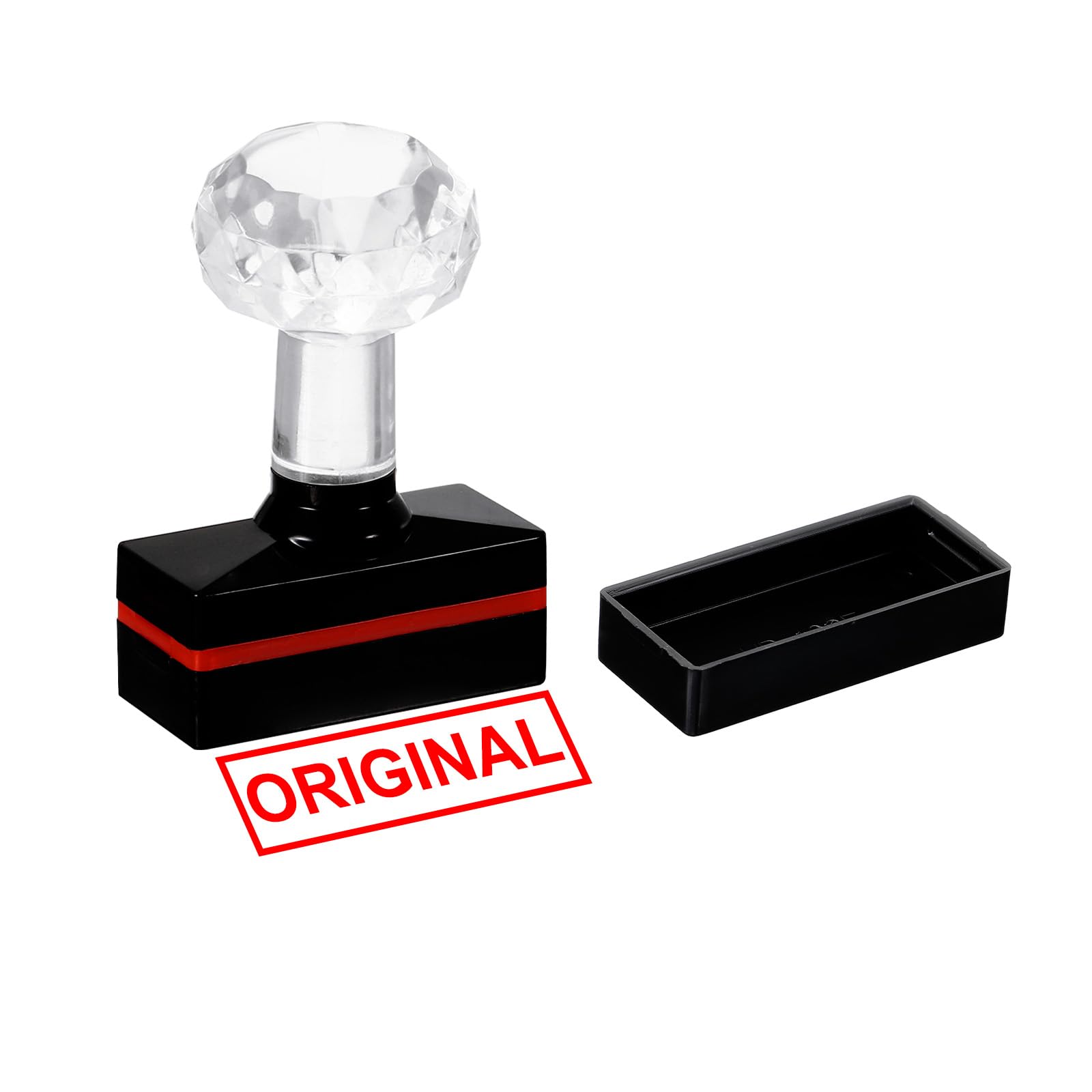 PATIKIL Original Stamp Self Inking, Red Ink Office Stamps Pre Inked Message Stamp Refillable Business Stamp, Black