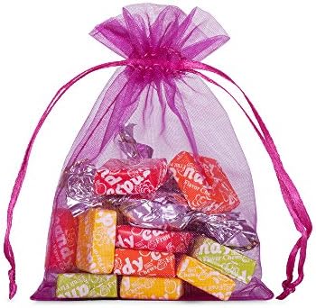 Halulu 100pcs Organza Jewelry Pouch Bags Display Drawstring Wedding Party Festival Gift Candy Bags (3" x 4", Rose)