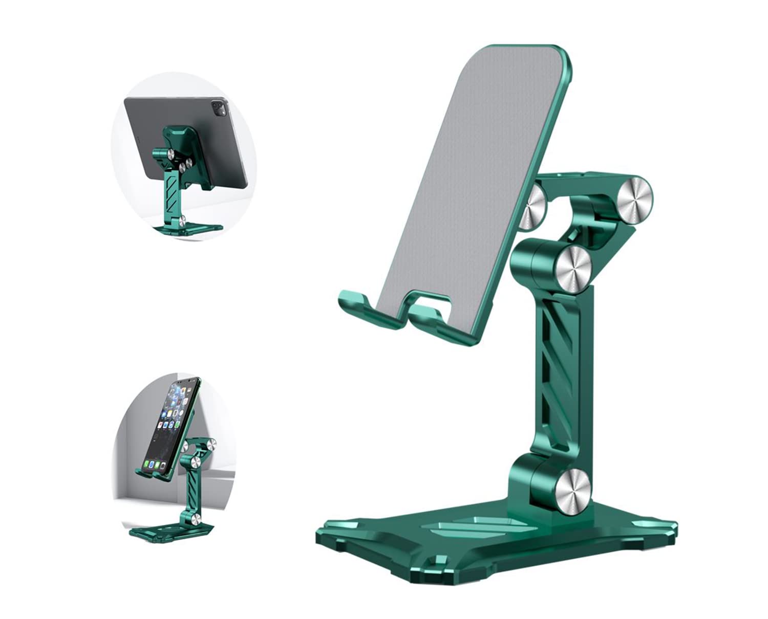 PZiXuaner Phone Stand for Desk. Foldable Desktop Mobile Phone Stand Angle Height Adjustable Office Phone Holder Cradle Dock Compatible with 4.7"-13" iPhone/Smartphone/iPad/Tablet.