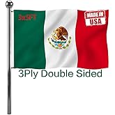 Jayus Double Sided Mexico Flags 3x5 FT Outdoor - Vivid Colors Heavy Duty 100% Polyester Mexican MX National Flag Banner with 2 Grommets