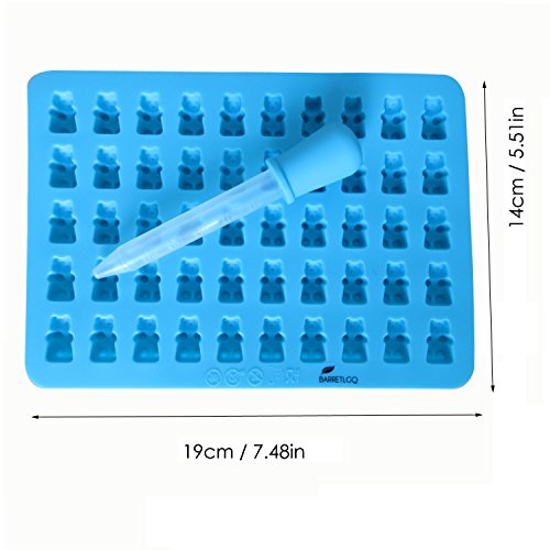 2 Pack 50 Cavity Silicone Gummy Bear Candy Chocolate Mold With a Bonus Dropper Making Cute Gift For Your Kids