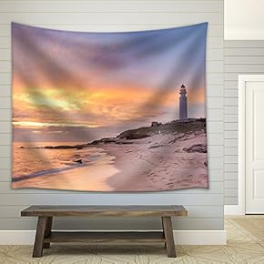 The Lighthouse Near Cadiz Where The Great Battle of Trafalgar Took Place. - Fabric Wall Tapestry Home Decor - 51x60 inches