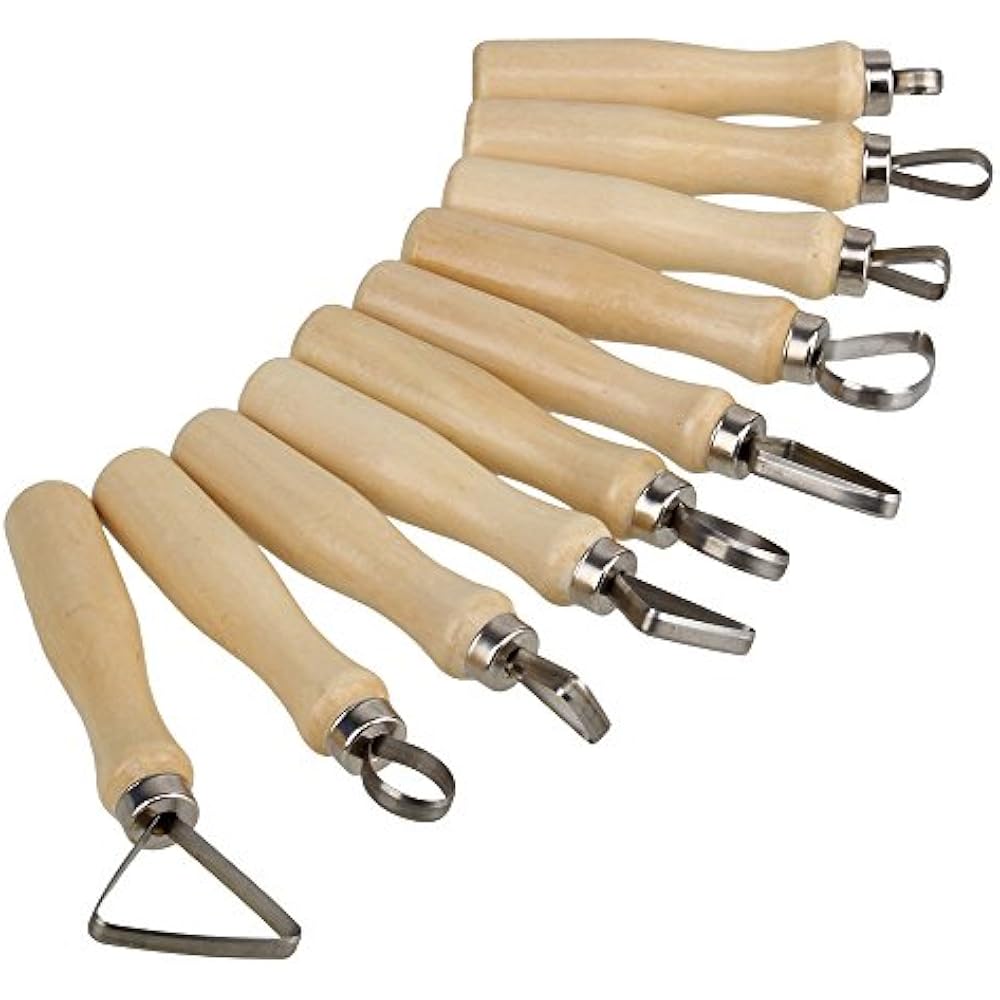 Stainless Steel Ceramic & Pottery Tools Wooden Thick Handle Flat Wire