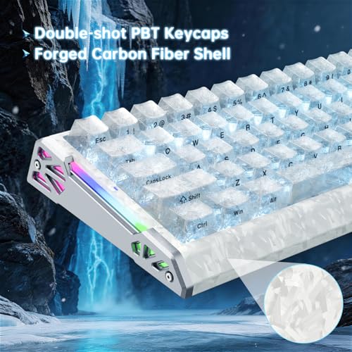 ATTACK SHARK R68 HE 8000Hz Rapid Trigger Keyboard, 0.005mm RT Accuracy Wired Gaming Keyboard, Carbon Fiber Top & Keycaps, CNC Aluminum Sides, Magnetic Switch, RGB Backlit, C01 Coiled Cable, Ice Ninja