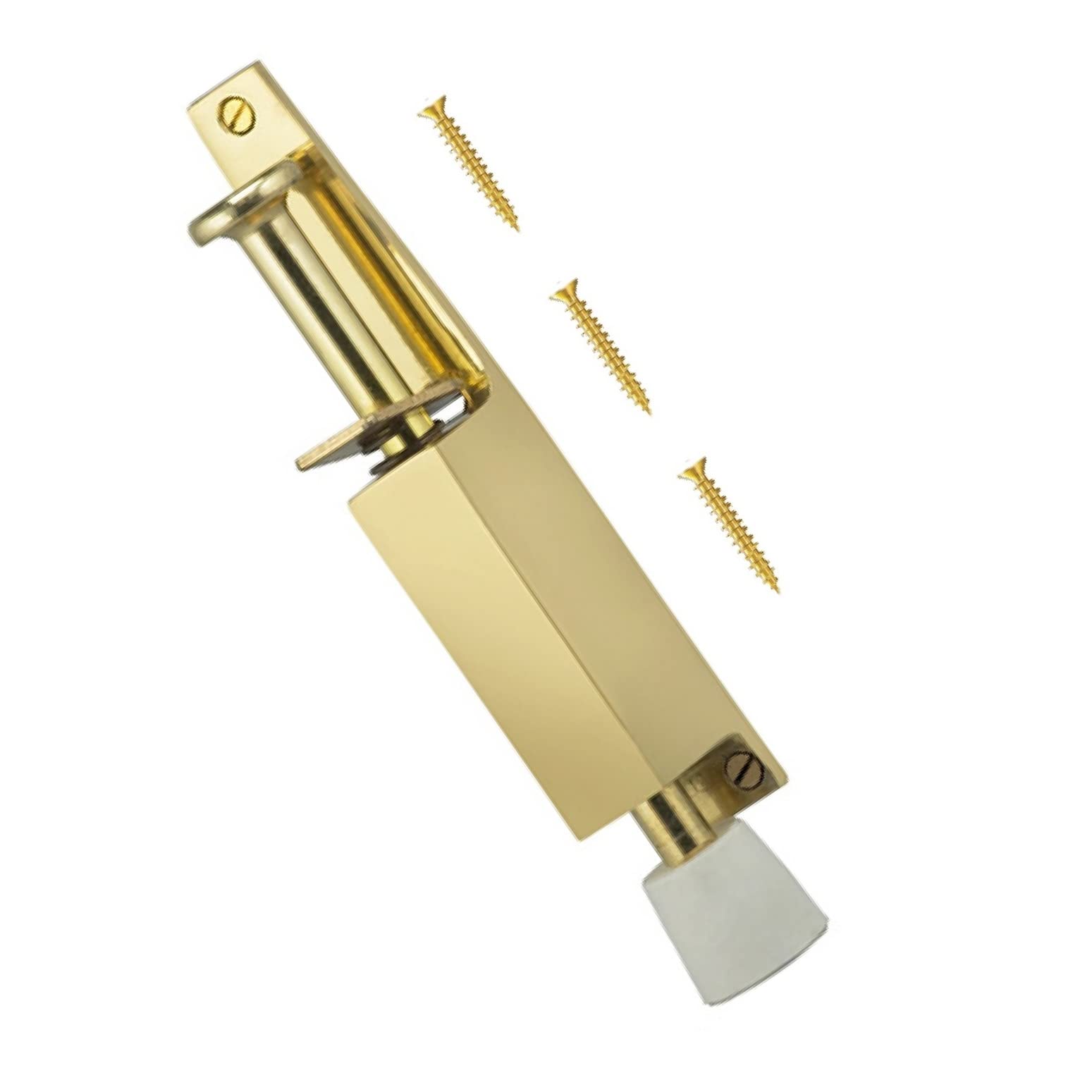 TERF® Heavy Duty Kick Down Door Lock Stopper Holder Spring Loaded Adjustable Doorstop Polished Brass Foot Spring Loaded Door Retainer with Extra-Strong Including Fixing Screw - Pack of 1
