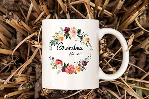 Grandma Est. 2019 Coffee Mug, Grandma To Be Gift, Pregnancy Announcement For Granny, White Glossy Ceramic Coffee Mug