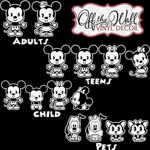 Customize-able Mickey & Minnie Cutie Family Vehicle Car Truck Decal Stickers [WHITE ONLY] - Thumbnail 2
