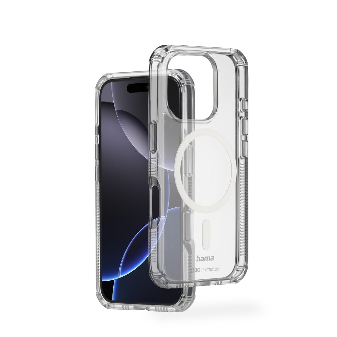 Hama Extreme Protect Mobile Phone Case for iPhone 16 Pro and MagSafe (D3O Bumper, Shockproof, Drop-Proof, Shatterproof, Clear iPhone Case No Yellowing, Magnetic Case for Inductive Charging)