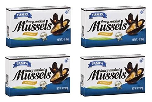 Pampa Fancy Smoked Mussels in Vegetable Oil (Pack of 4) 3 oz Cans