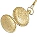 Realpoo Gold Carved Flower Quartz Pocket Watch with Quartz Movement, Pocket Watch with Chain Clip for Men