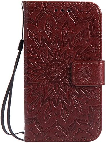 Galaxy Grand Neo Case, Dfly Premium PU Leather Embossed Mandala Design Stand Function Card Slots & Wrist Strap Protective Flip Wallet Cover for Samsung Galaxy Grand Neo i9060, Brown