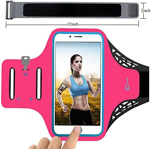 Armband for iPhone 7 Plus,6 6s Plus,FABOOD F Touch ID Access Sweatproof Running Armband Workout Arm Band Cover for iPhone 7 Plus 6s Plus 6 Plus with Extention Strap (Fits Arm Girth 9"-26") - Rosy
