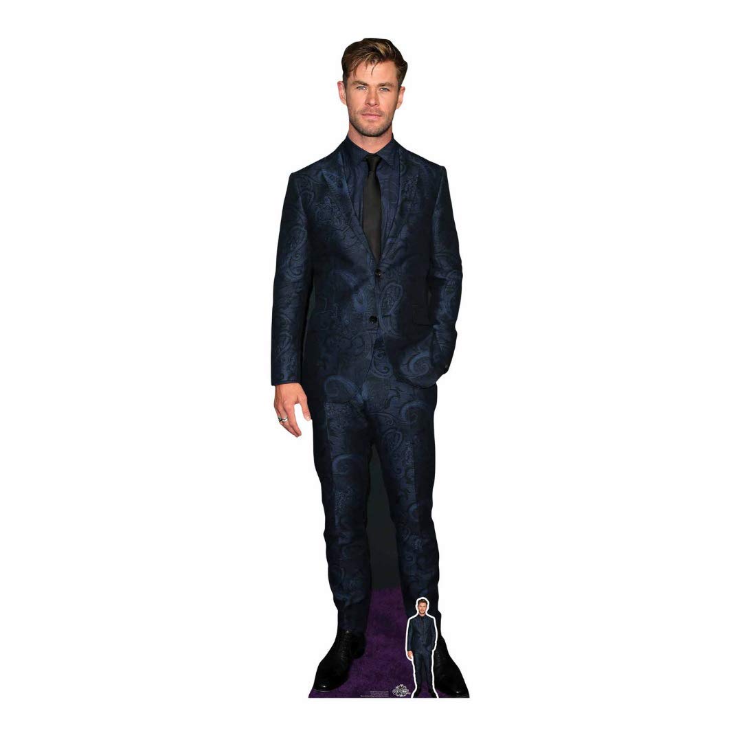 CS845 Chris Hemsworth Blue Suit Black Tie Lifesize Cardboard Cutout with Free Mini Standee Perfect Photo Gift for The Home, Fans, Collectors, Family and Friends