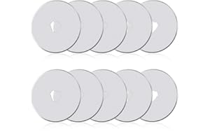 ZMAAGG 10Pcs 45mm Rotary Cutter Blades for Rotary Cutter, Rotary Cutter Replacement Blades Includes Plastic Blade Storage Case, Rotary Cutter Replacement for Quilting Fabric, Paper, Leather