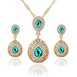 Clearance Deals Necklace+Earrings Jewelry Set Womens Mixed Style Bohemia Color Bib Chain Necklace Earrings Jewelry Gift by ZYooh (Green)