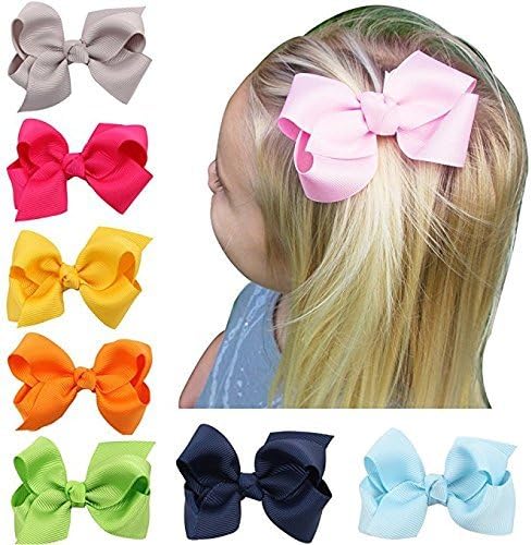 JOYOYO 40 Pcs Little Girls Hair Bow Clips Medium Size 3 Inch - Handmade Grosgrain Ribbon Hair Bows and Clips for Toddlers - Image 3