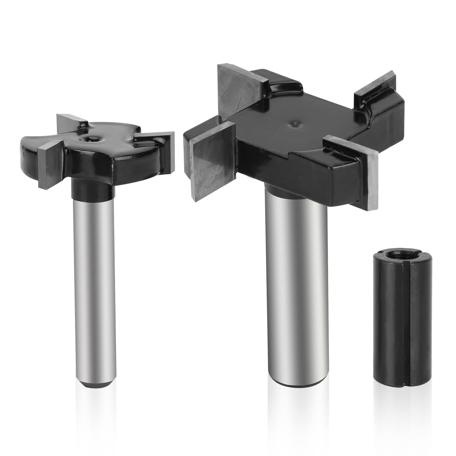 Yueqing Zhongji CNC Spoilboard Surfacing Router Bits 1/4 inch Shank 1inch Cutting Diameter plus 1/2 inch Shank 2inch Cutting Diameter Slab Flattening Router Bit Planer Perfectly forSurfacing