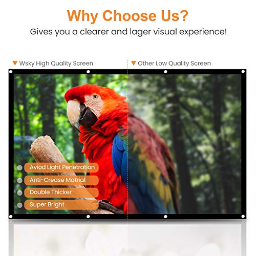 Projector Screen - 120 inch Indoor Outdoor Projection Screen - 16:9 HD Foldable Anti-Crease Portable Projector Movie Screen for Movie, Home Theater, Gaming, Office (120inch New)