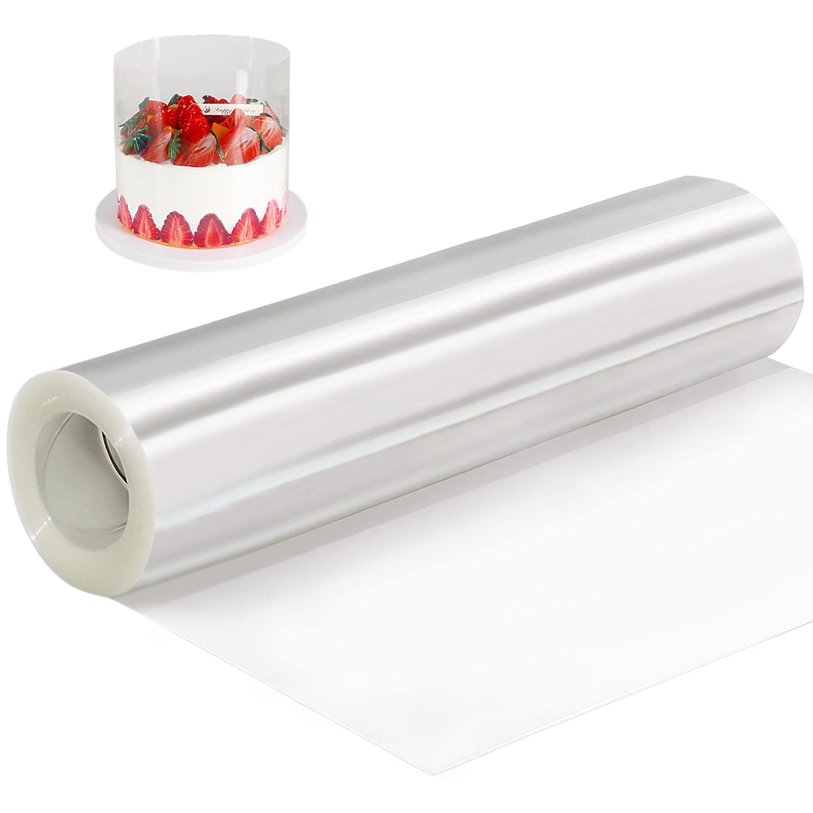 YQL Thickened Acetate Cake Collars 25cm x 10m, Acetate Sheets 10inch X 394inch Transparent Acetate Roll for Large Cakes Chocolate Mousse Cake Decorating Crafting — image 1