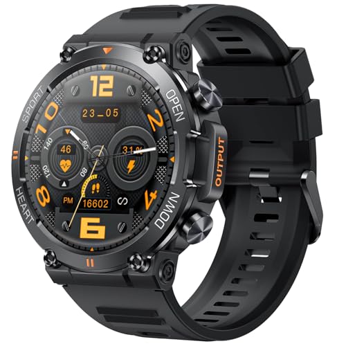 Military Smart Watches for Men Make Call 1.39" HD Big Screen Fitness Tracker Rugged Tactical Smartwatch Compatible with iPhone Samsung Android Phones Heart Rate Sleep Monitor Sports Watch, Bluetooth