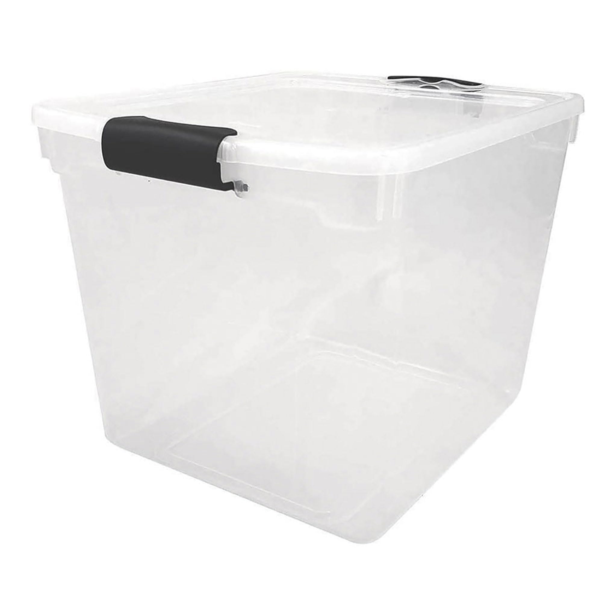 HOMZ 4 Pack Large Clear Plastic Storage Bins with Latching Lids, 31 ...