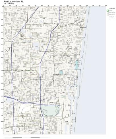 ZIP Code Wall Map of Fort Lauderdale, FL ZIP Code Map Laminated