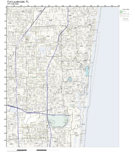 ZIP Code Wall Map of Fort Lauderdale, FL ZIP Code Map Laminated