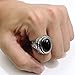 Retro Black Onyx Rings for Men Women, Oval Black Stone Ring Stainless Steel Vintage Mens Jewelry, Size 8-15