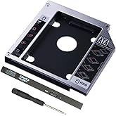 ThtRht Optical Drive to Hard Drive Caddy Bracket 2nd HDD SSD Enclosure Universal 9.5mm SATA Port Case Adapter Converter Tray 