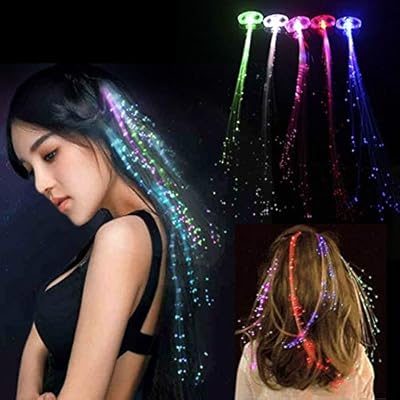 Aisence Pack Of 5 Assorted Led Light Up Hair Extensions Fibre