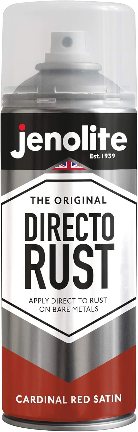 JENOLITE Directorust Spray Paint Satin Finish | CARDINAL RED | 400ml | Direct To Rust Spray Paint For Metal | All-In-One Multi Surface Paint for Metal, Wood, Plastic, Ceramic | RAL 3001