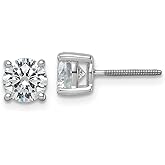 18K Yellow Or White Gold Or Platinum Lab Grown Diamond VS+ F+ Round Complete Four Prong Screwback Stud Earrings