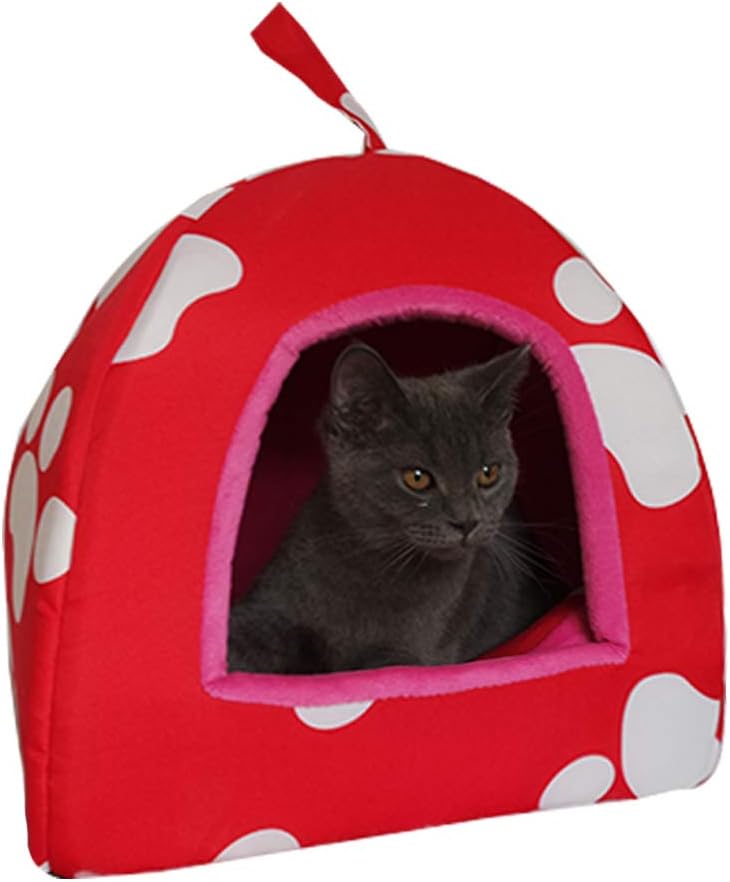 homewinner Soft Cashmere Warm Pet Nest Cat & Dog Bed 28 * 28 * 30CM Red White