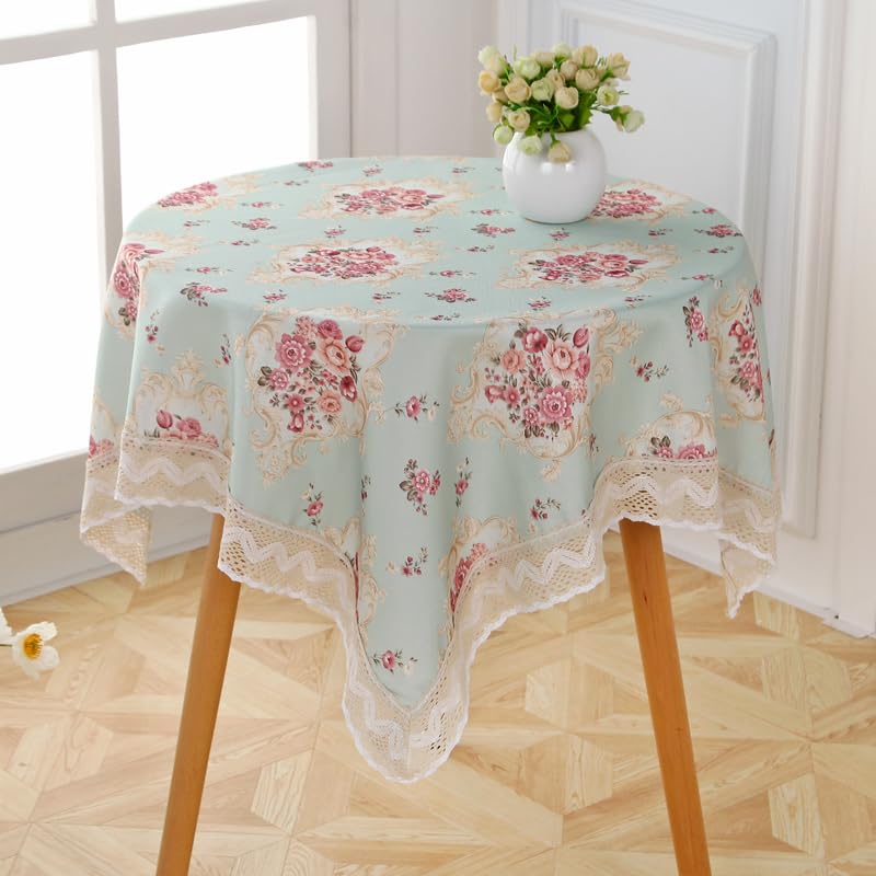 USTIDE Vintage Floral Tablecloth Square Rustic Lace Table Cover Artistic Elegant Table Cover 80x80cm