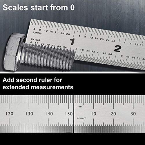 image for Offidea Machinist Ruler 6 Inch, 2 Pack - Rigid Stainless Steel Ruler w