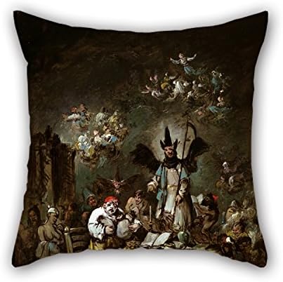 PILLO Oil Painting Eugenio Lucas VelÃ¡zquez - Allegorical Caprice. The Avarice Pillow Covers ,best For Floor,living Room,teens,couples,play Room,pub 16 X 16 Inches / 40 By 40 Cm(2 Sides)