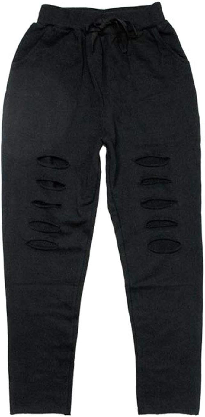 Amazon Cheer チアー スウェット パンツ ダメージ 加工 スリム フィット 衣装 ヒップホップ チア ジョガーパンツ ストレート カットオフ デザイン ダンスふくや レッスン着 レディース キッズ ジュニア 韓国 おしゃれ かわいい フィットネス トレーニング ロング