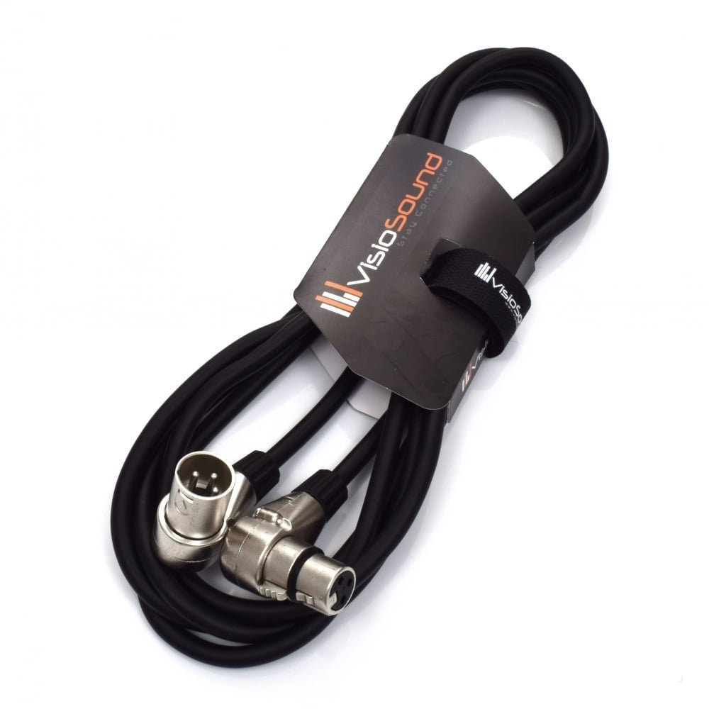 VisioSound Right Angled Male XLR to Female XLR Mic Lead/Balanced Microphone/Patch Cable 3m Black