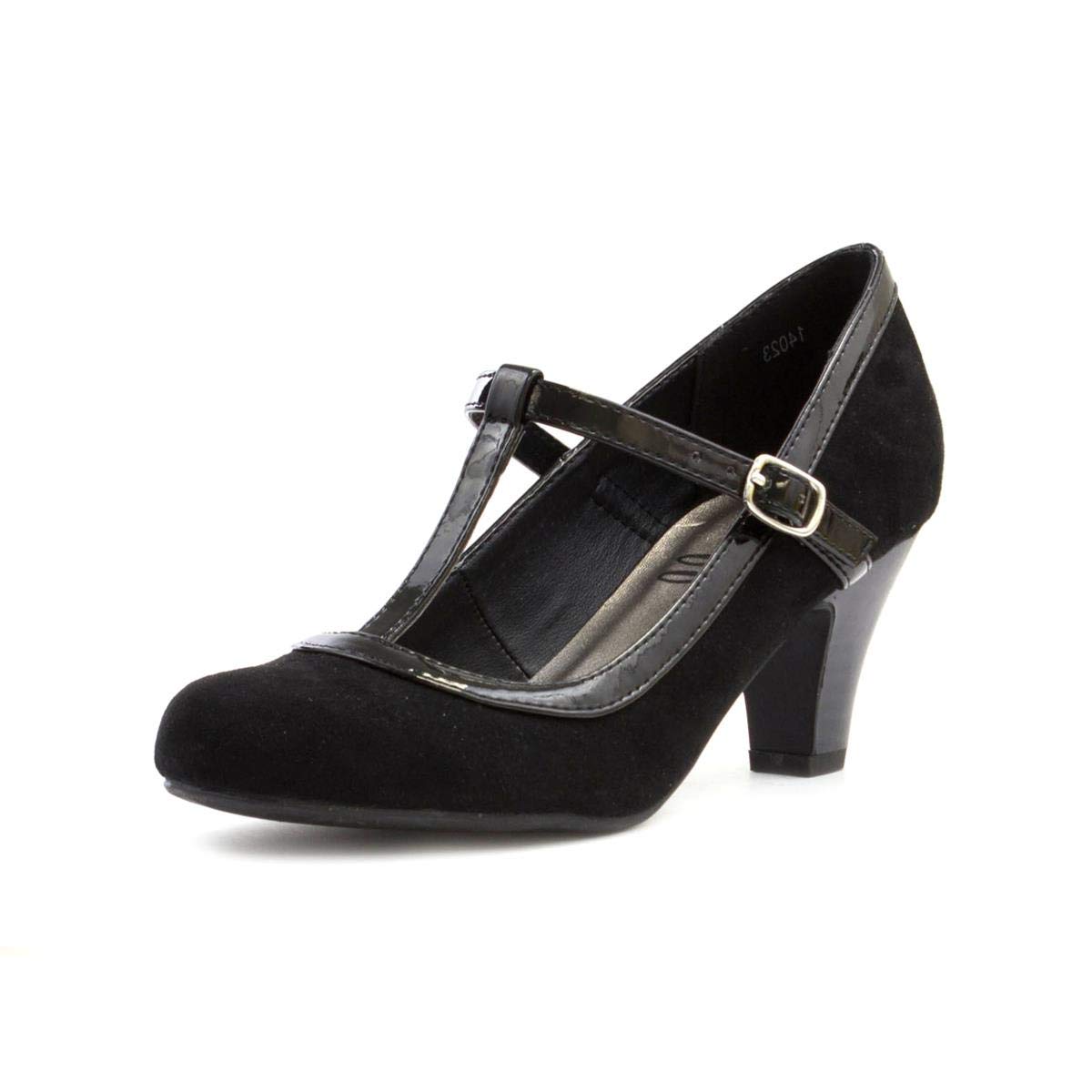 black t bar court shoes