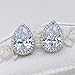 EleQueen 925 Sterling Silver Full Prong Cubic Zirconia Bridal Teardrop Stud Earrings Clear