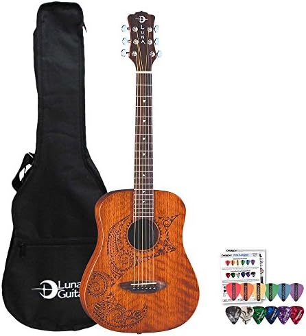 Luna Guitars Safari Tattoo SAF TAT 3/4 Travel Acoustic Guitar Kit