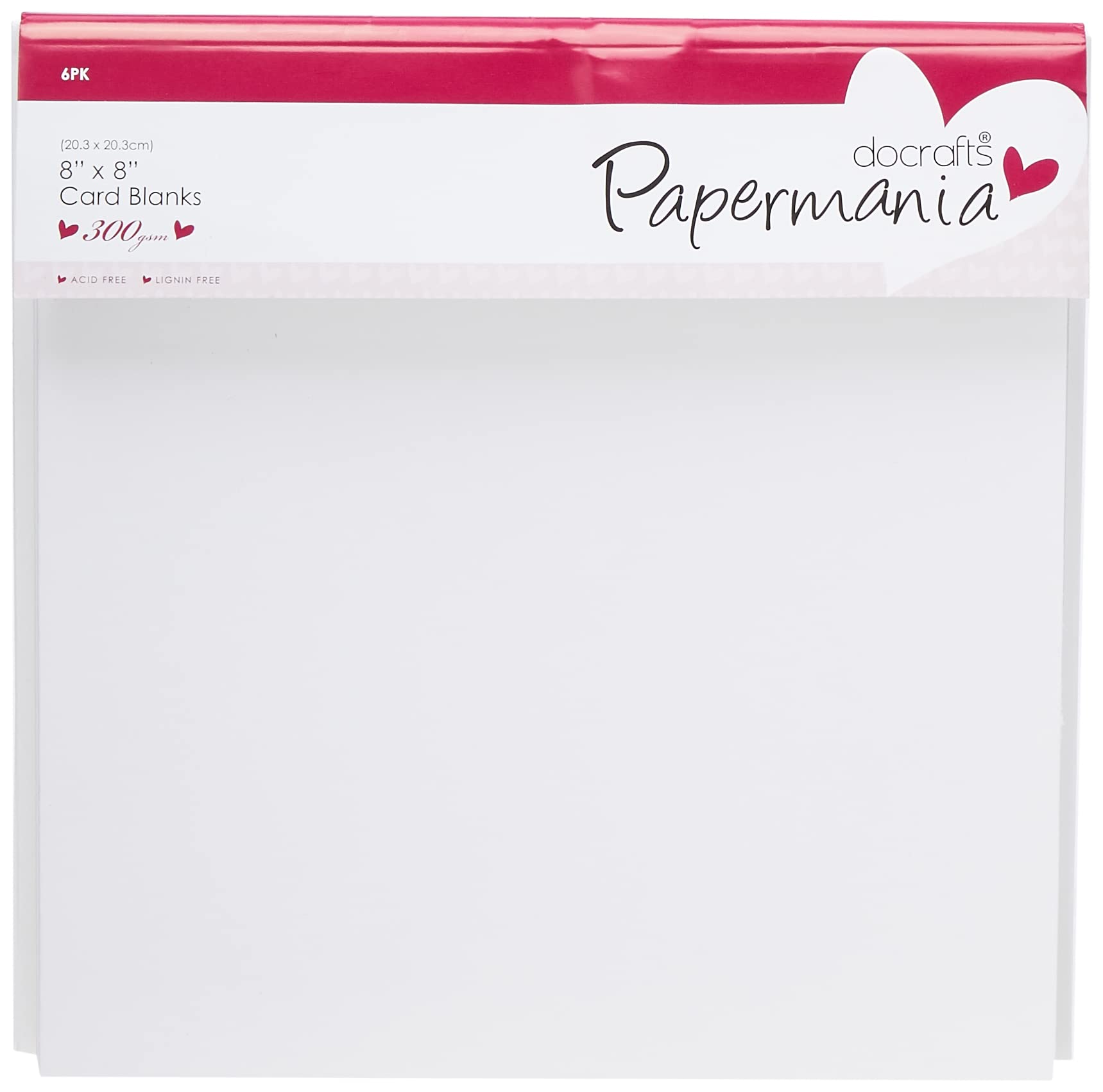 Papermania 8 x 8-inch 300 GSM Square Cards and Envelopes, Pack of 6, White PMA151401