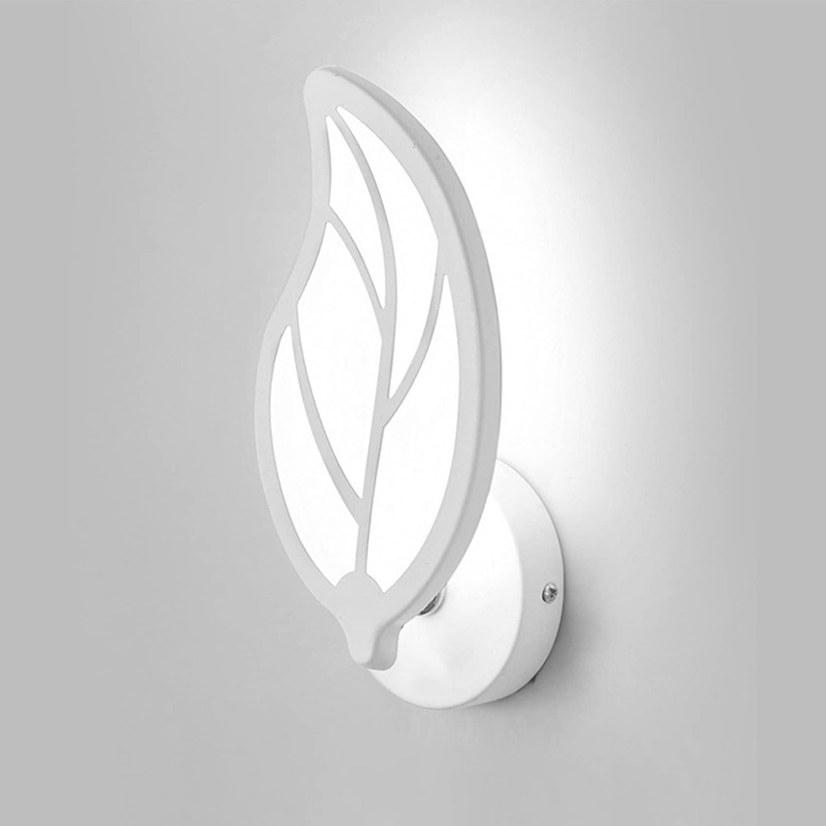 KRIPINC 12W Acrylic Leaf Shaped White LED Wall Light, Simple Modern Wall Sconce for Living Room, Kids Bedroom, Bedside, Hallway (White Light)