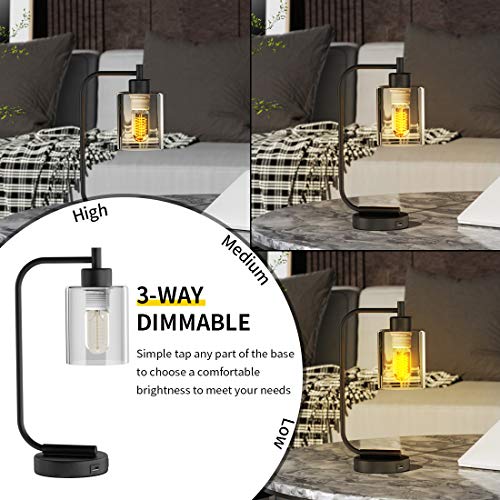 Industrial Lamp with USB Ports Innqoo 3Way Dimmable Touch Lamp with